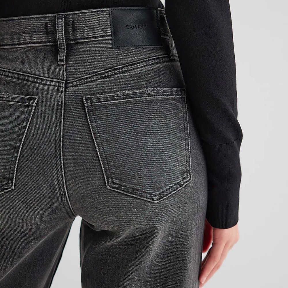 EXPRESS Women’s High Waisted Washed Black Wide Leg Jean Size:4R Brand New w/tags - Picture 14 of 14